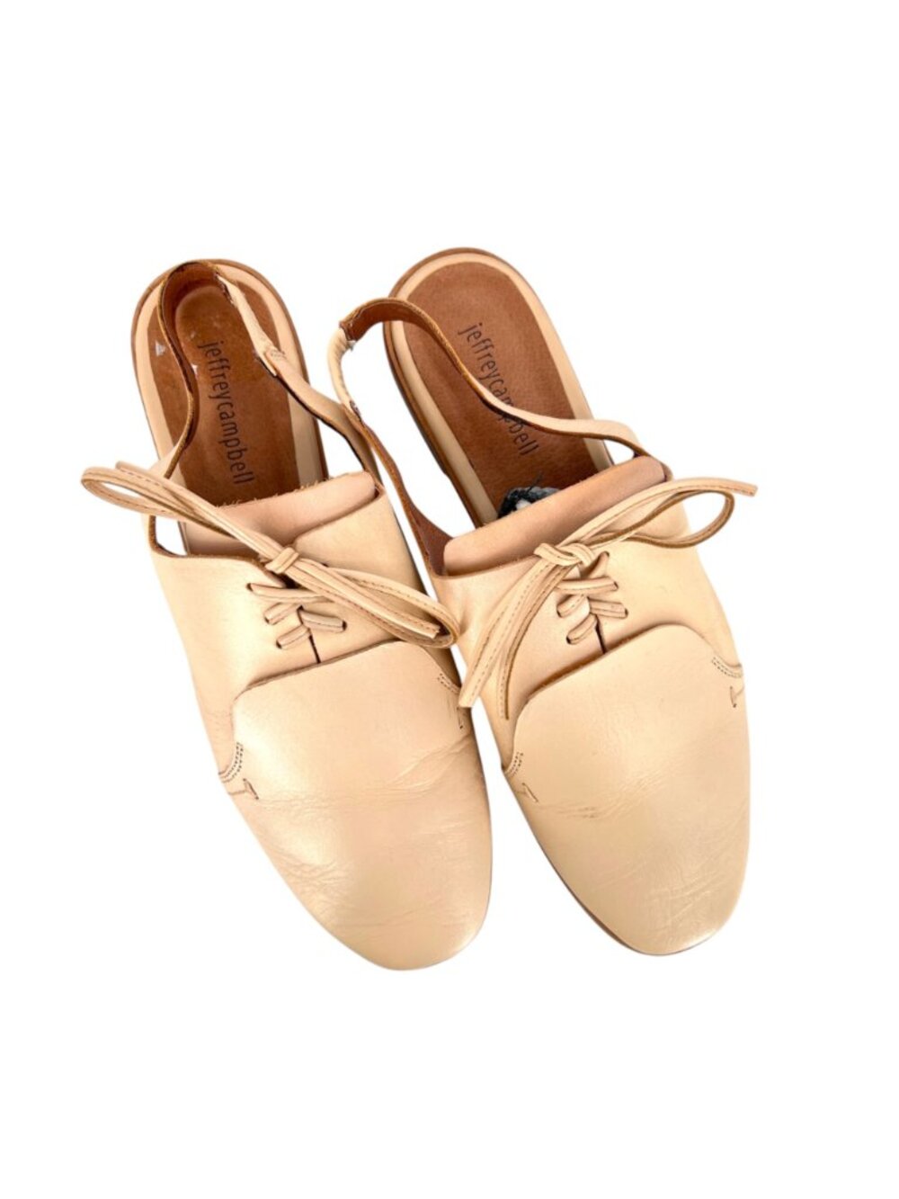 Jeffrey Campbell Beige Leather Slingback Oxford Shoes Size 9 Light Academia - Picture 5 of 14